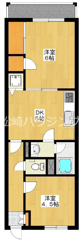 新井2丁目マンション(2DK/3階)の間取り写真