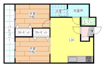 ガーデンホームズ茶屋町(2LDK/3階)の間取り写真