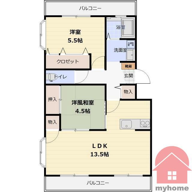サンクレスト(2LDK/4階)の間取り写真