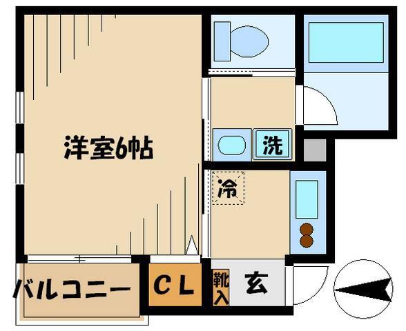 ジュネスS(1K/2階)の間取り写真