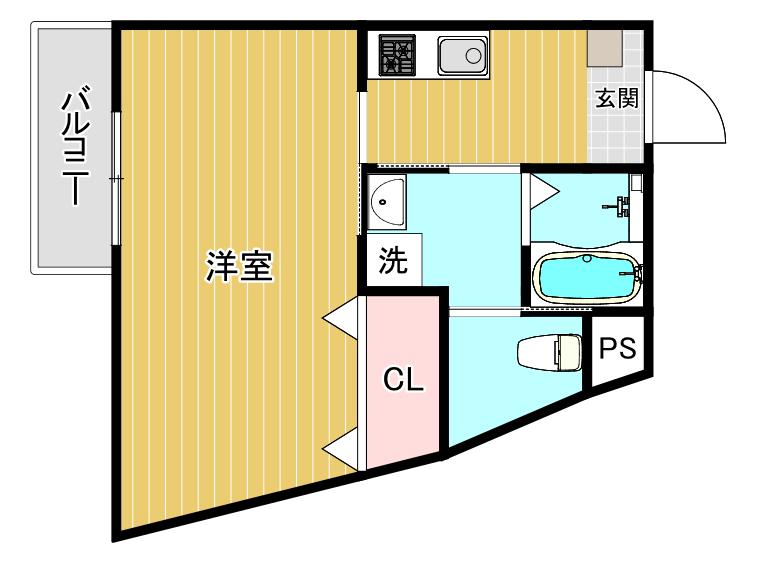 レヴァンテ宝塚(1K/1階)の間取り写真