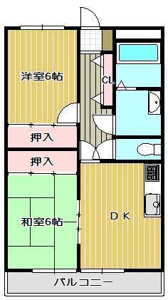 マンションYHY(2DK/1階)の間取り写真