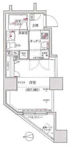 グランティアラ新御徒町アジールコート(1K/5階)の間取り写真
