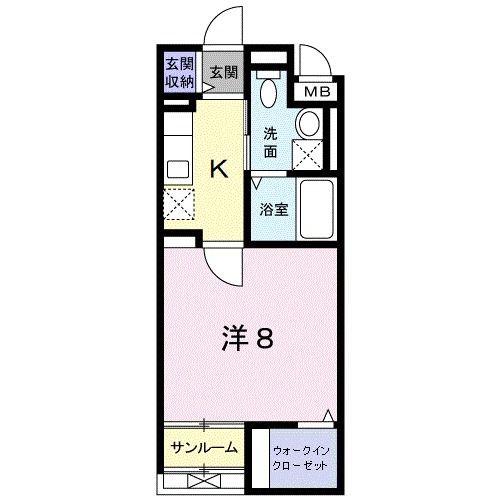 クレール壱番館(1K/1階)の間取り写真