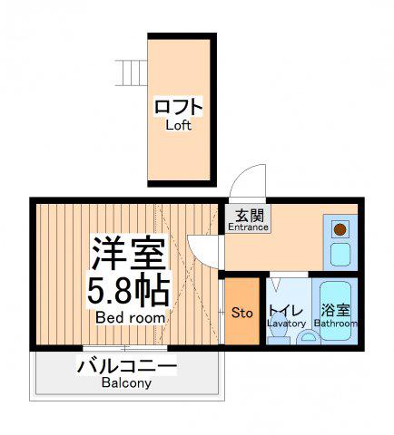 レオパレス観音(1K/2階)の間取り写真