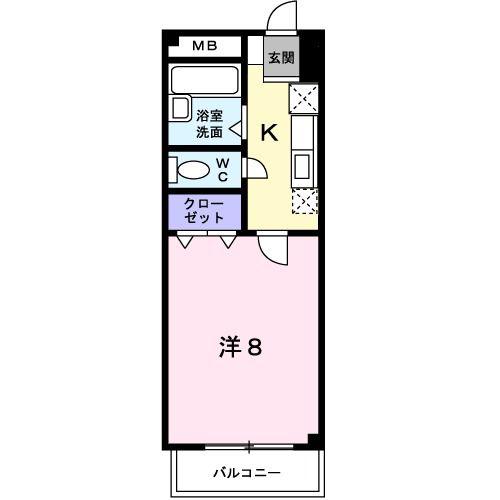 コルテ・ノヴァ(1K/2階)の間取り写真