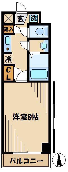 シャンブル高幡(1K/3階)の間取り写真