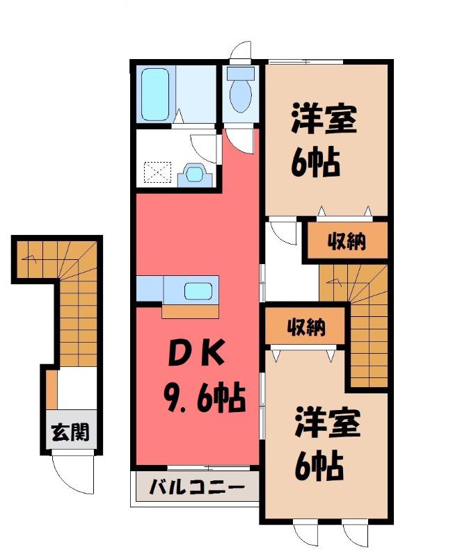 ファースト ルームズ(2DK/2階)の間取り写真