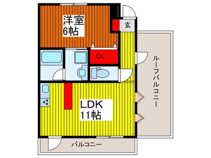 ポムダムール(1LDK/5階)の間取り写真