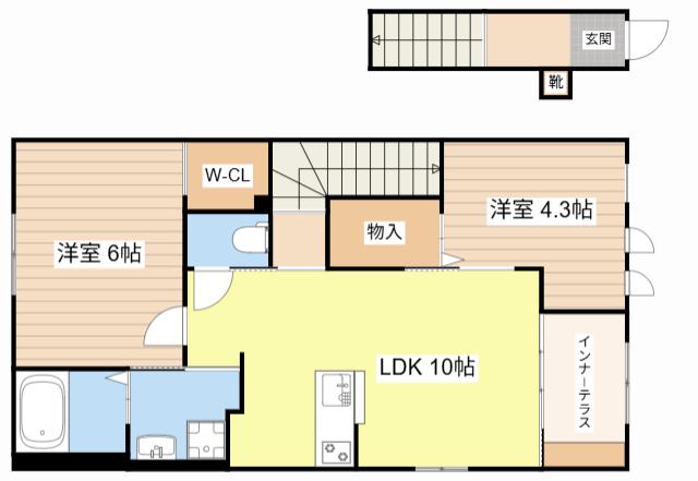 WISTERIA HOME(2LDK/2階)の間取り写真