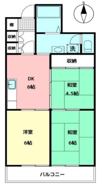 川口飯塚第二ローヤルコーポ(3LDK/3階)の間取り写真