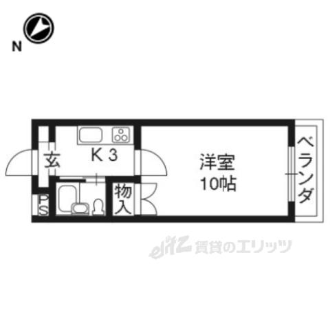 ハーベストハウス嵐山(1K/3階)の間取り写真