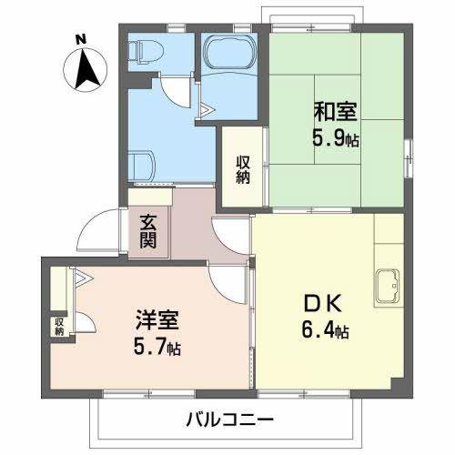 ピュアイーストE(2DK/2階)の間取り写真