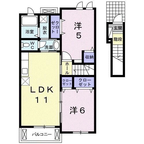 ガーデンハウスMU B棟(2LDK/2階)の間取り写真