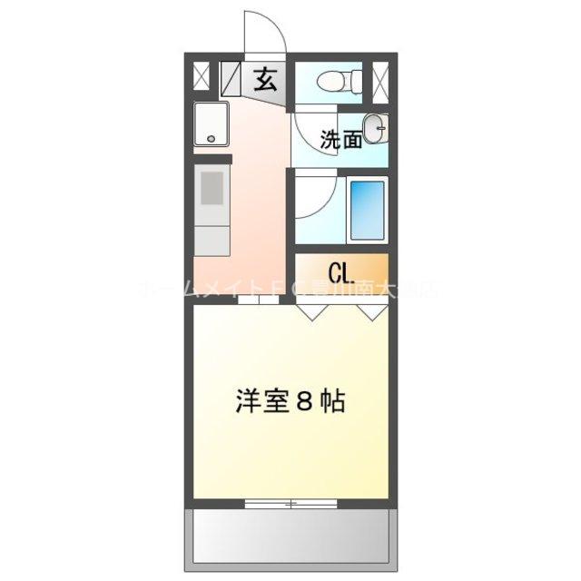 ハイツ二の丸(1K/1階)の間取り写真