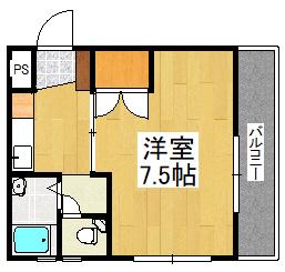 アールズプレイス城南(1K/3階)の間取り写真