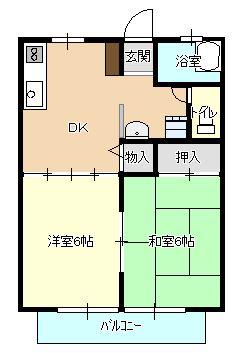 コーポサンライト(2DK/1階)の間取り写真