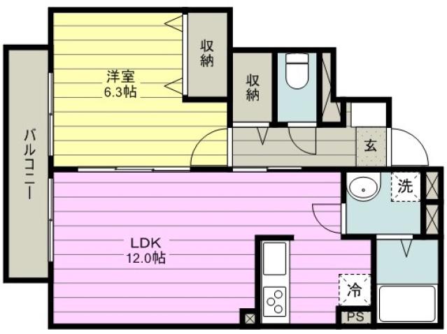 アムールMIYABI 102(1LDK/1階)の間取り写真