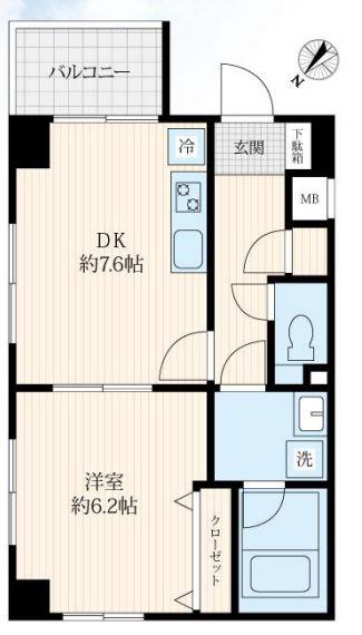 ヒルトップ武島II(1DK/2階)の間取り写真