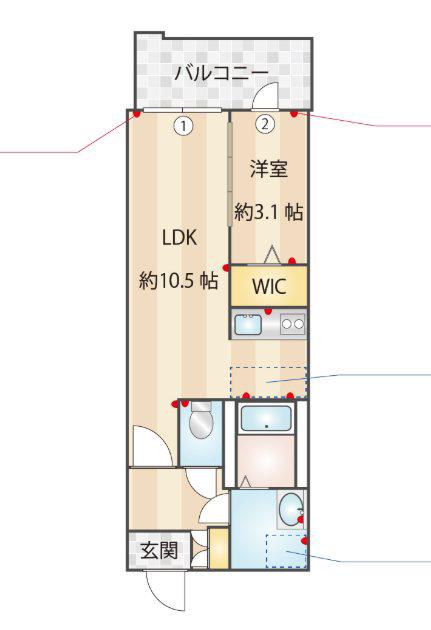 MODERN PALAZZO 天神北II(1LDK/4階)の間取り写真