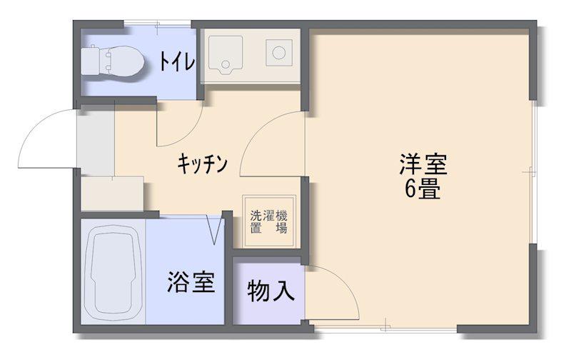 ハイムあまのII(1K/1階)の間取り写真