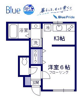 フローラ(1K/1階)の間取り写真