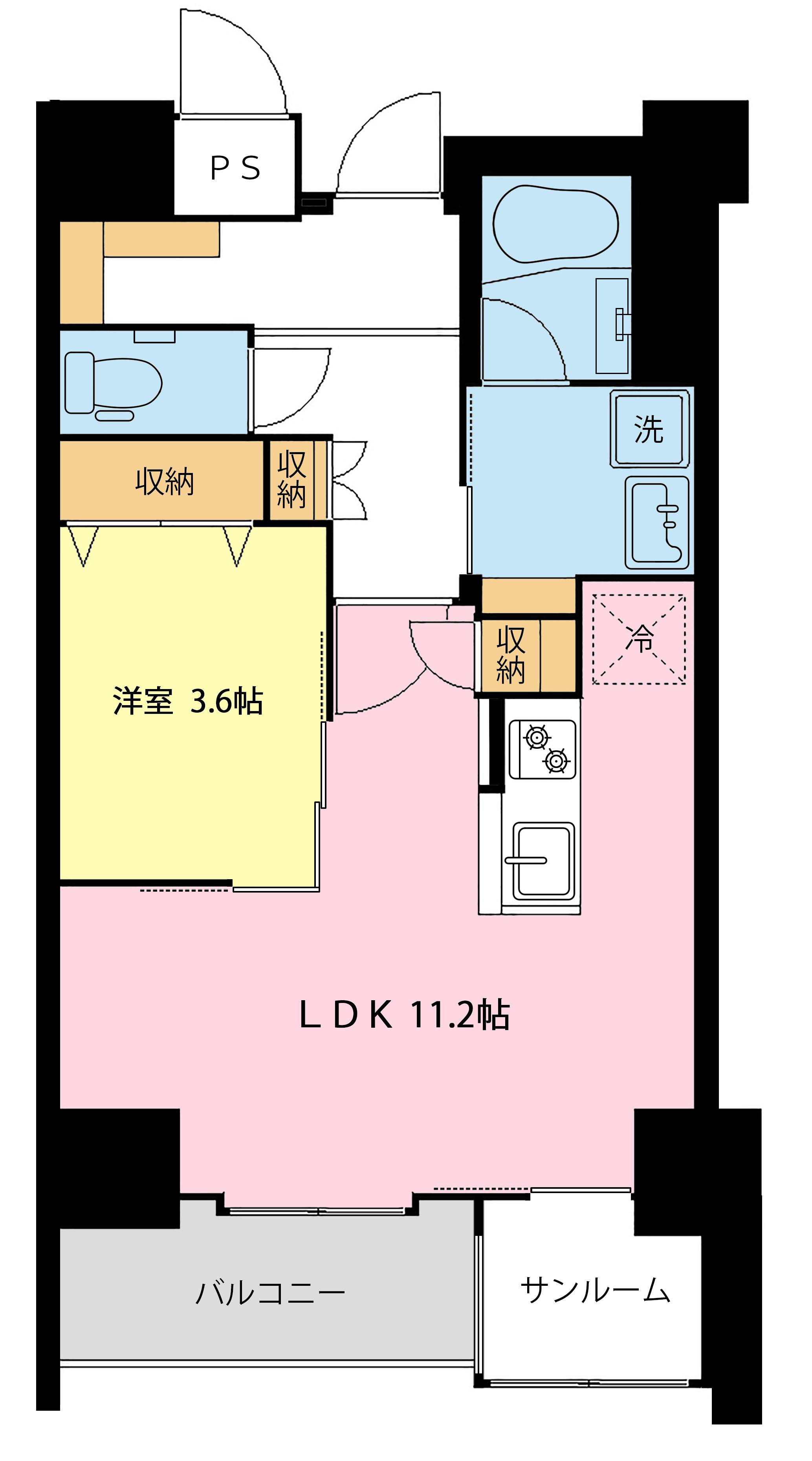 PLAZA布瀬II(1LDK/4階)の間取り写真