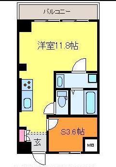 サンテラス石宮(ワンルーム/9階)の間取り写真