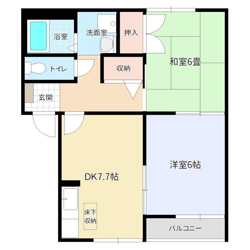 アドザックス本町5番館(2DK/1階)の間取り写真