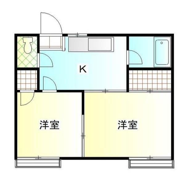 メゾン市野倉A棟(2K/2階)の間取り写真