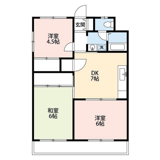サンバレー草薙(3DK/4階)の間取り写真