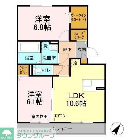 カーザ・ビアンカ(2LDK/3階)の間取り写真