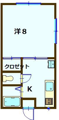 リヴェール玉前C(1K/2階)の間取り写真