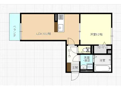 ル・シェル中庄II(1LDK/2階)の間取り写真