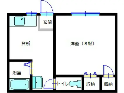 エクセレント三勝(1K/2階)の間取り写真