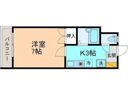 プラシード広岡(1K/1階)の間取り写真