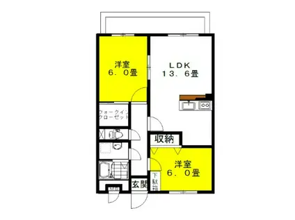 シティコートII(2LDK/2階)の間取り写真