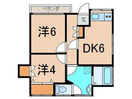 大上荘(2DK/1階)の間取り写真