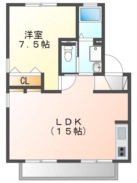 カーサフローラ(1LDK/1階)の間取り写真