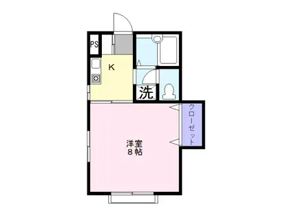 ドミールII(1K/1階)の間取り写真