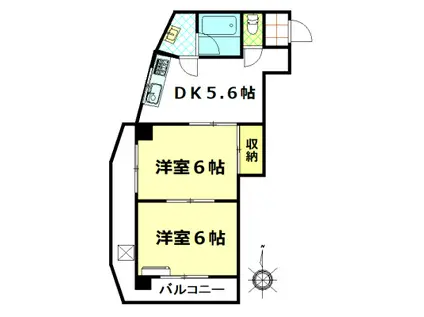 桑山ビル(2DK/4階)の間取り写真