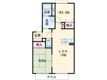 タイムIII(2LDK/1階)の間取り写真