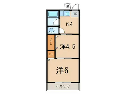 モーリハウス(2K/1階)の間取り写真