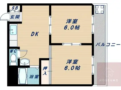 エリータ桃山台II(2DK/4階)の間取り写真