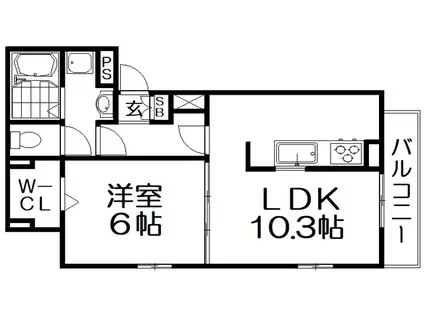 モア コンフォート(1LDK/1階)の間取り写真