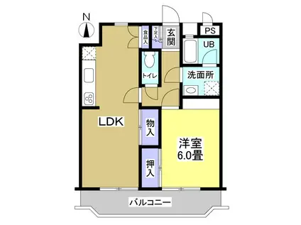 ミラクル西塚(2DK/3階)の間取り写真