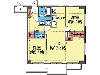 磯子シティハウス(2LDK/7階)の間取り写真