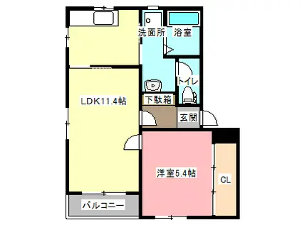 カサボニータ(1LDK/1階)の間取り写真