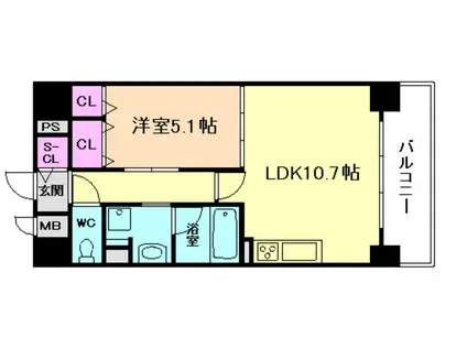 プログレッセ新大阪(1LDK/4階)の間取り写真