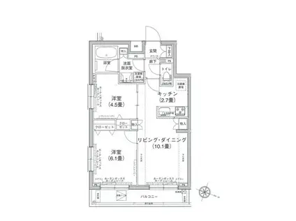 アイル新宿(2LDK/4階)の間取り写真